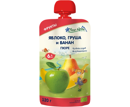 Пюре Fleur Alpine - Яблоко, груша и банан 120г.