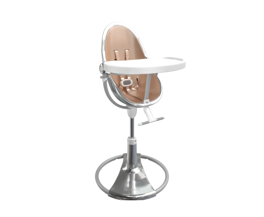 Стульчик для кормления Bloom Fresco Silver в комплекте с вкладышами из экокожи - Rose Gold