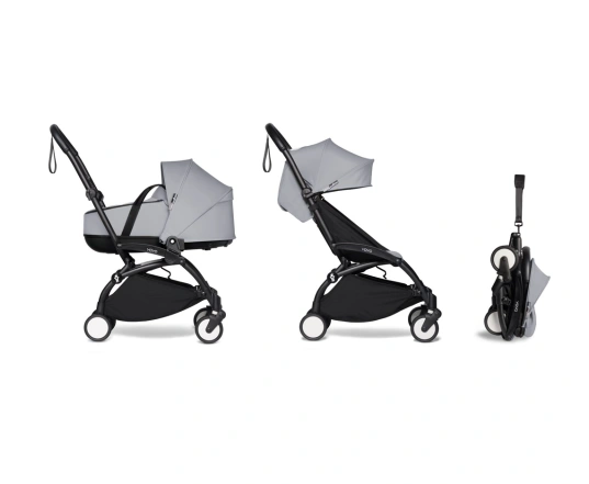 Универсальная коляска 2 в 1 Stokke YOYO³ +  люлька Bassinet BABYZEN Stone (шасси Black)