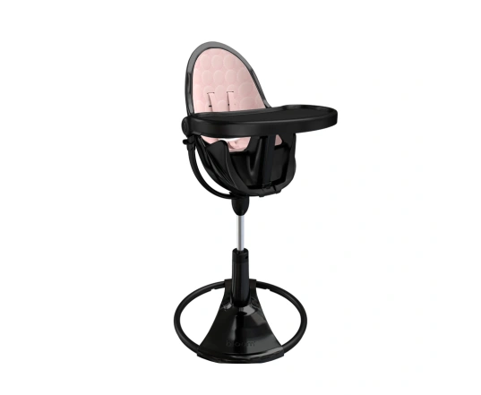 Стульчик для кормления Bloom Fresco Black в комплекте с хлопковыми вкладышами - Blush pink