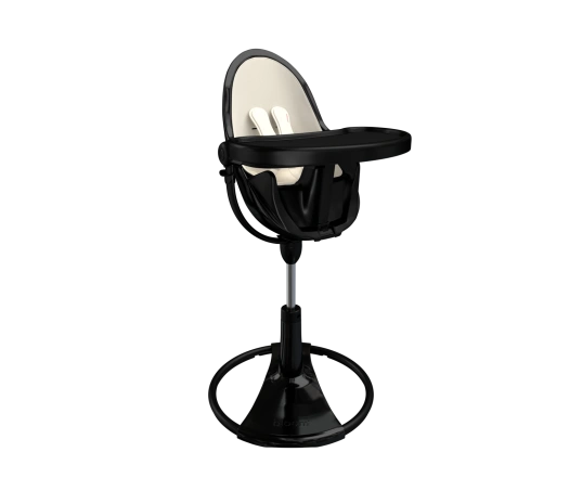 Стульчик для кормления Bloom Fresco Black в комплекте с вкладышами из экокожи - Coconut white