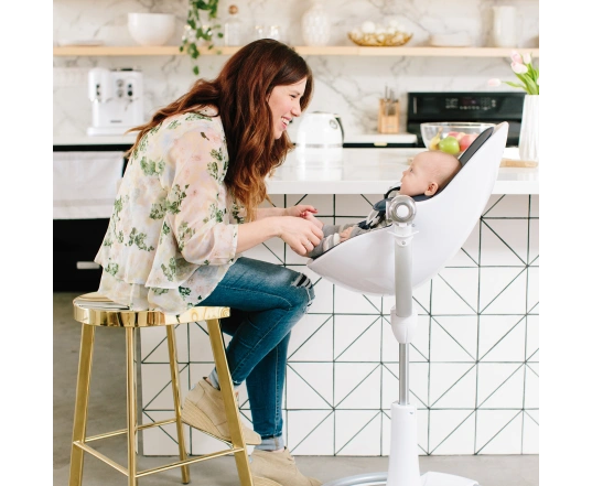 Стульчик для кормления Bloom Fresco White в комплекте с вкладышами из экокожи - Coconut white