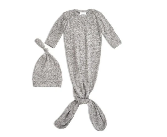 Подарунковий набір Aden + Anais спальник з трикотажного мусліну + шапочка heather grey