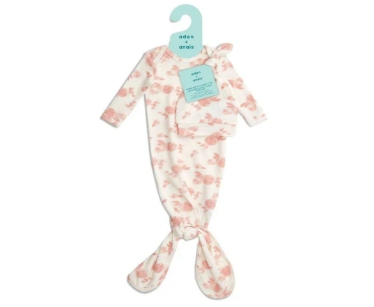 Подарунковий набір Aden + Anais спальник з трикотажного мусліну + шапочка rosettes