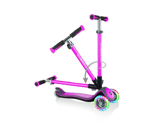 Самокат GLOBBER серії ELITE DELUXE рожевий, колеса з підсвіткою, 50кг, 3+, 3 колеса