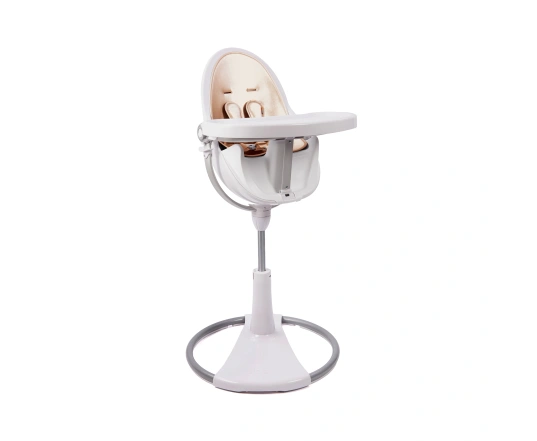 Стульчик для кормления Bloom Fresco White в комплекте с вкладышами из экокожи - Rose Gold
