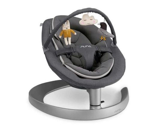 Шезлонг - качалка NUNA Leaf Grow с игрушечной дугой Granite, серый