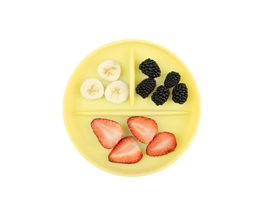 Силіконова тарілка на присосці із розділювачами Olababy Lemon