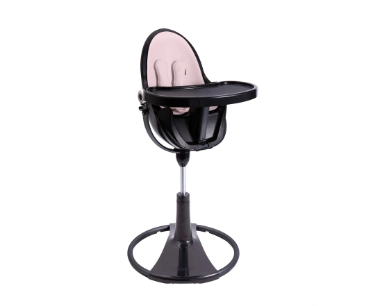 Стульчик для кормления Bloom Fresco Black в комплекте с вкладышами из экокожи - Rosewater