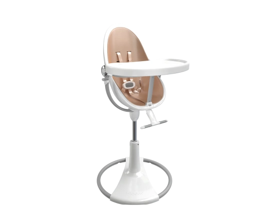 Стульчик для кормления Bloom Fresco White в комплекте с вкладышами из экокожи - Rose Gold