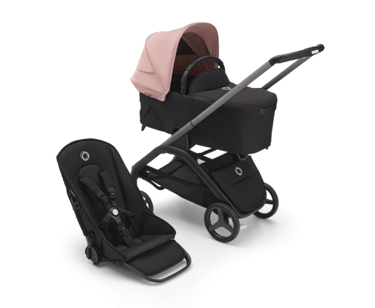 Универсальная коляска 2в1 Bugaboo DRAGONFLY - black/grey melange morning pink