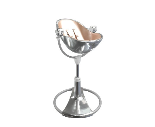 Стульчик для кормления Bloom Fresco Silver в комплекте с вкладышами из экокожи - Rose Gold
