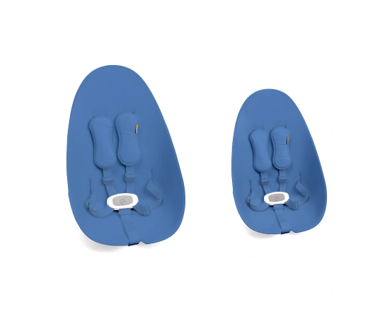 Стульчик для кормления Bloom Fresco Silver в комплекте с вкладышами из экокожи - Riviera blue