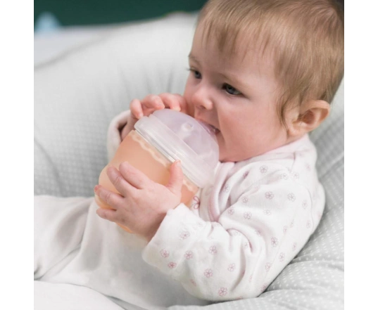 Силіконова антиколікова пляшечка Olababy GentleBottle Coral 120 мл