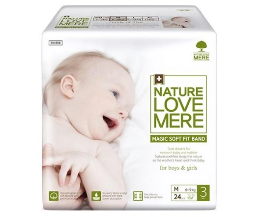 Підгузки дитячі NatureLoveMere, серія MAGIC SOFT FIT BAND, розмір M (6-9 kg) 24шт
