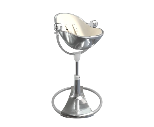 Стульчик для кормления Bloom Fresco Silver в комплекте с вкладышами из экокожи - Coconut white