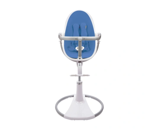 Стульчик для кормления Bloom Fresco White в комплекте с вкладышами из экокожи - Riviera blue
