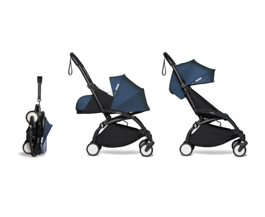 Універсальна коляска 2 в 1 Stokke YOYO³ + компактна люлька BABYZEN AF Blue Air France (шасі Black)