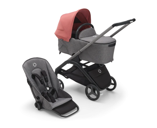 Универсальная коляска 2в1 Bugaboo Dragonfly Sunrise red/Grey mélange-Grey mélange