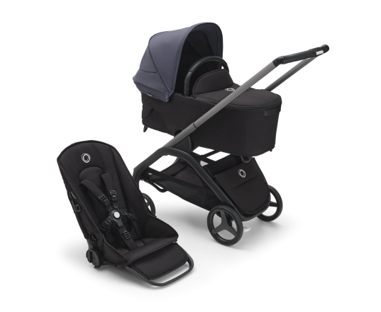 Универсальная коляска 2в1 Bugaboo DRAGONFLY - black/grey melange stormy blue