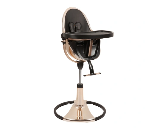 Стільчик для годування Bloom Fresco Rose Gold в комплекті із вставками з екошкіри - Midnight black
