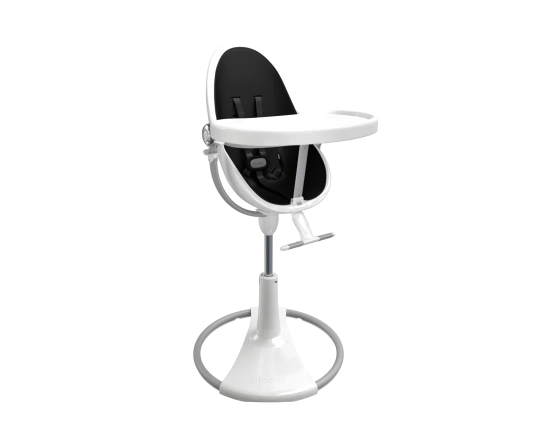 Стульчик для кормления Bloom Fresco White в комплекте с вкладышами из экокожи - Midnight black