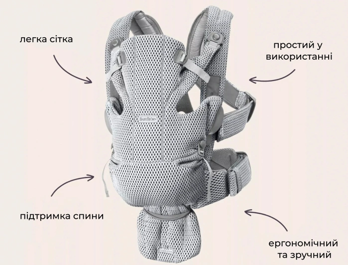 Купити Рюкзак-кенгуру BB®Baby Carrier Move (сітка) - Сірий (антрацит) з доставкою по Україні | KIDSLINE-38 - зображення