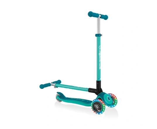 Самокат GLOBBER серії PRIMO FOLDABLE PLUS LIGHTS, зелений, колеса з підсвіткою, 50кг, 3+