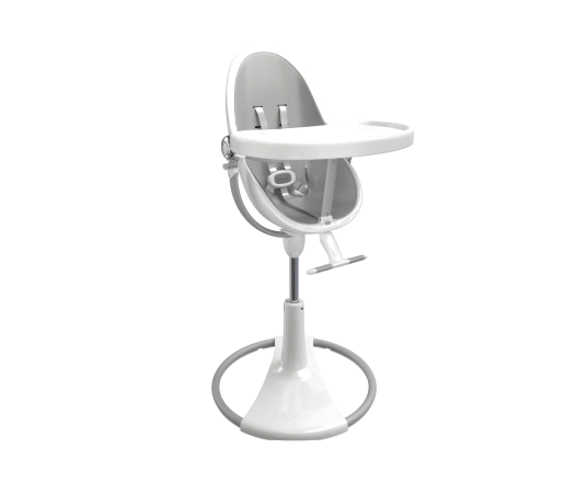 Стульчик для кормления Bloom Fresco White в комплекте с вкладышами из экокожи - Lunar silver