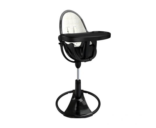 Стульчик для кормления Bloom Fresco Black в комплекте с хлопковыми вкладышами - Coconut white