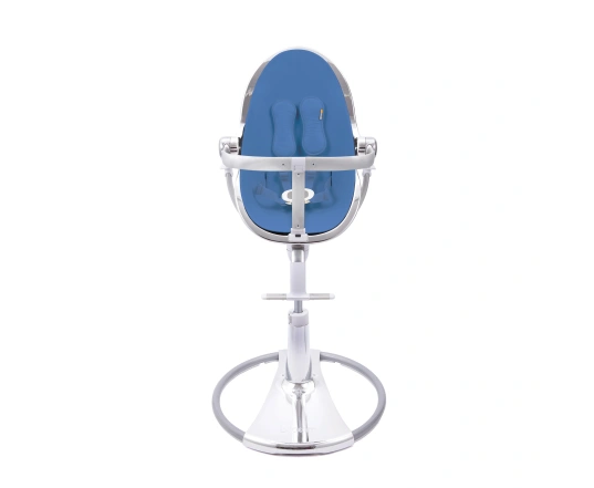 Стульчик для кормления Bloom Fresco Silver в комплекте с вкладышами из экокожи - Riviera blue