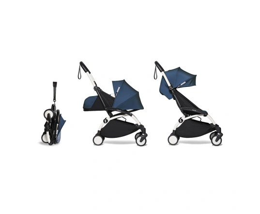 Універсальна коляска 2 в 1 Stokke YOYO³ + компактна люлька BABYZEN AF Blue Air France (шасі White)